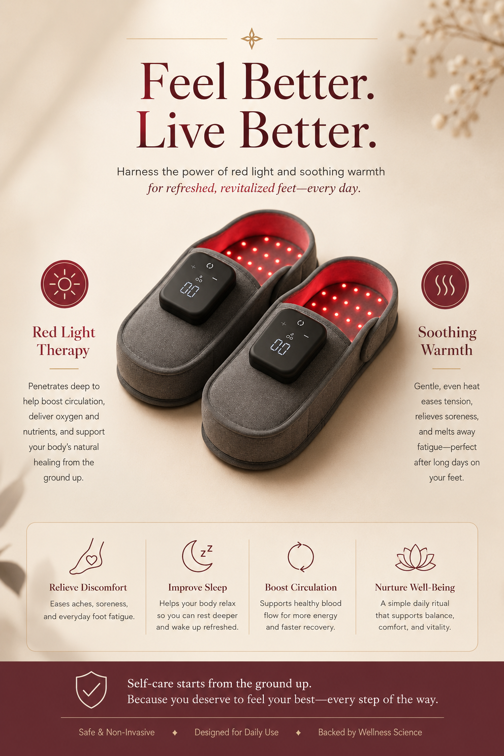 Feel better, live better — red light therapy and soothing warmth benefits of the Lumea slippers